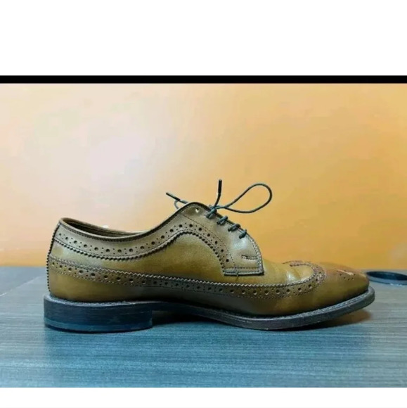 Allen edman Player's Wingtip Blucher Tan Mens shoe Size 7.5d - Picture 4 of 8